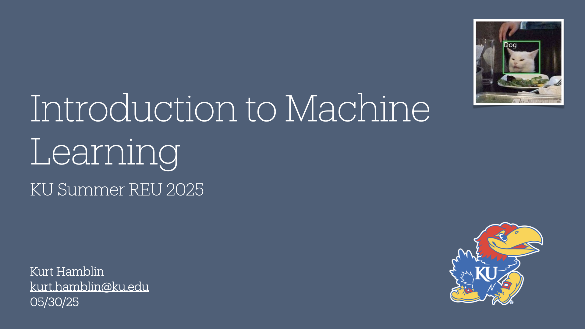 KU REU Machine Learning Workshop